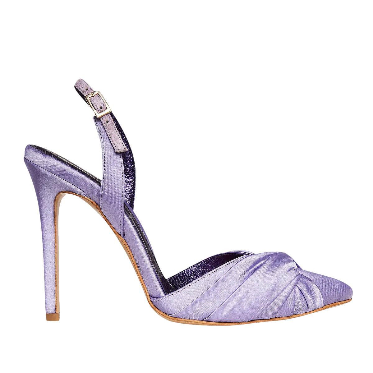 Ana Lilac Satin Slingback Shoes