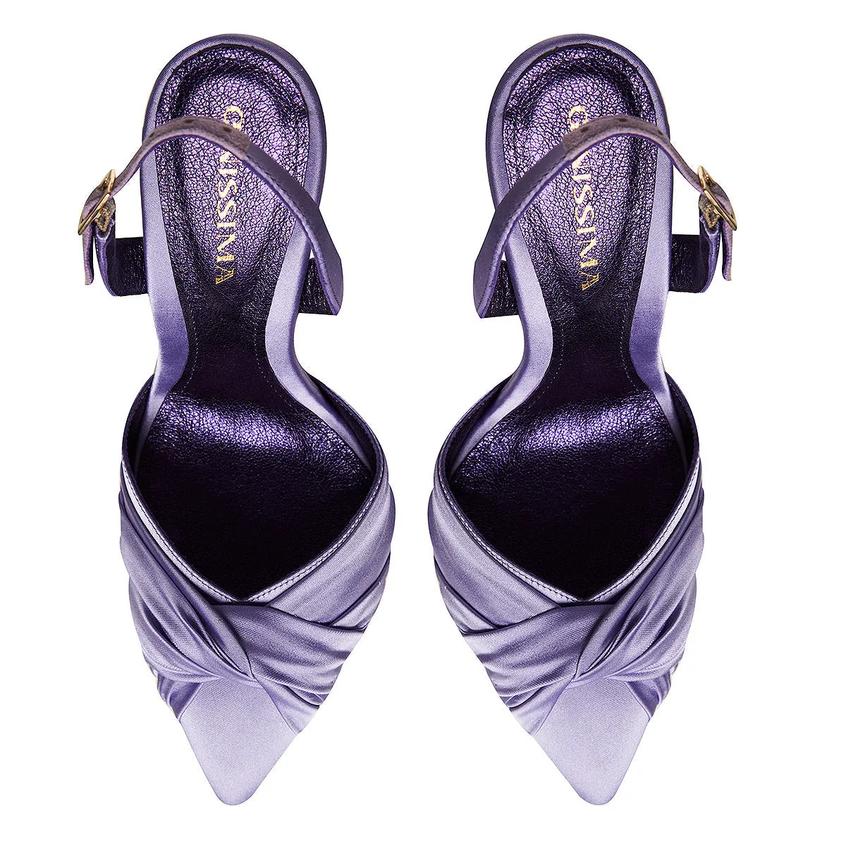 Ana Lilac Satin Slingback Shoes