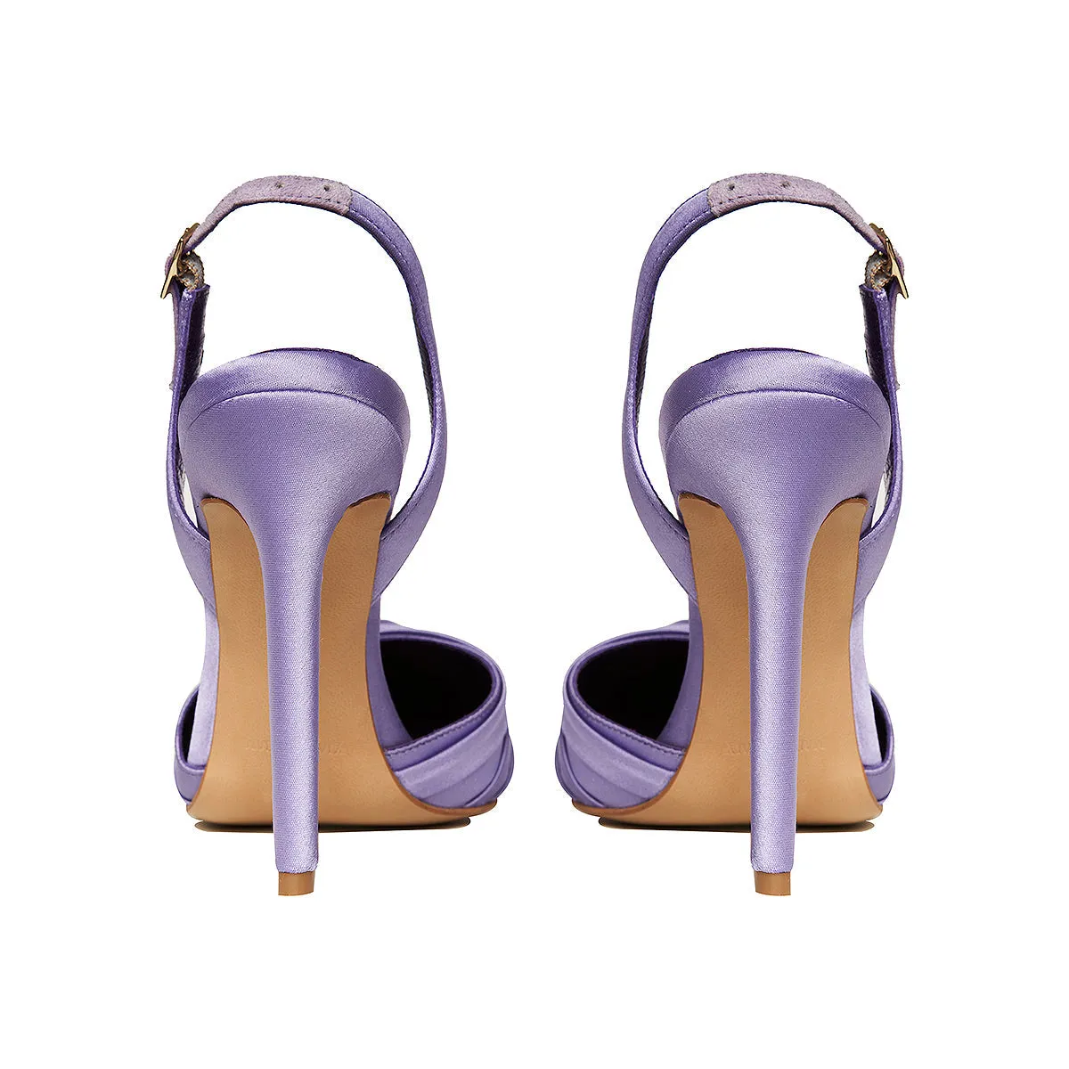 Ana Lilac Satin Slingback Shoes