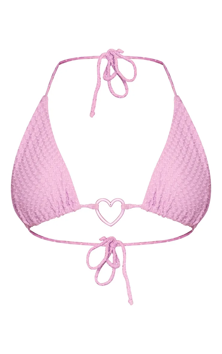 Lilac Waffle Resin Heart Bikini Top
