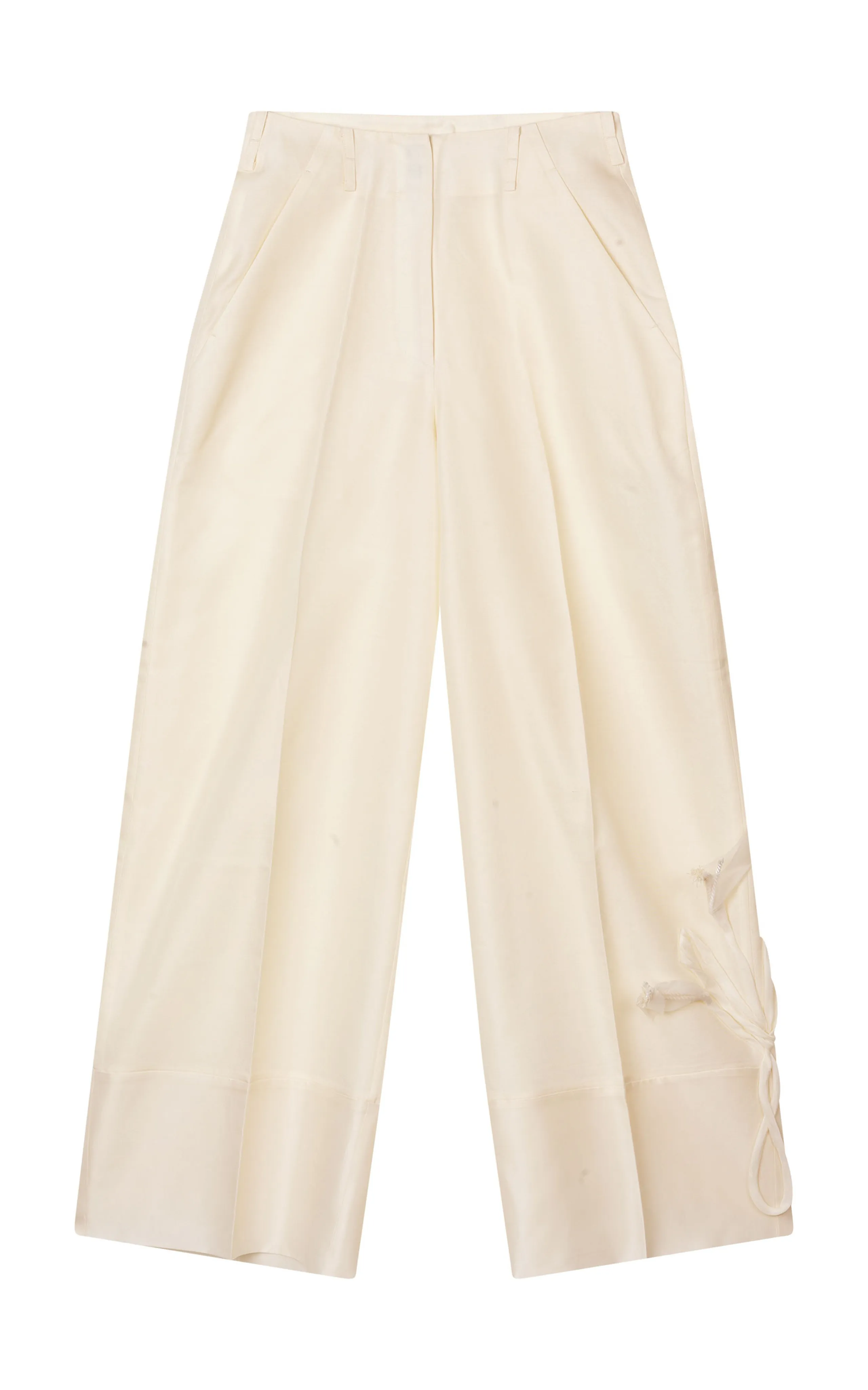 Mark Kenly Domino Tan Pashi Atelier Silk-Wool Wide-Leg Pants