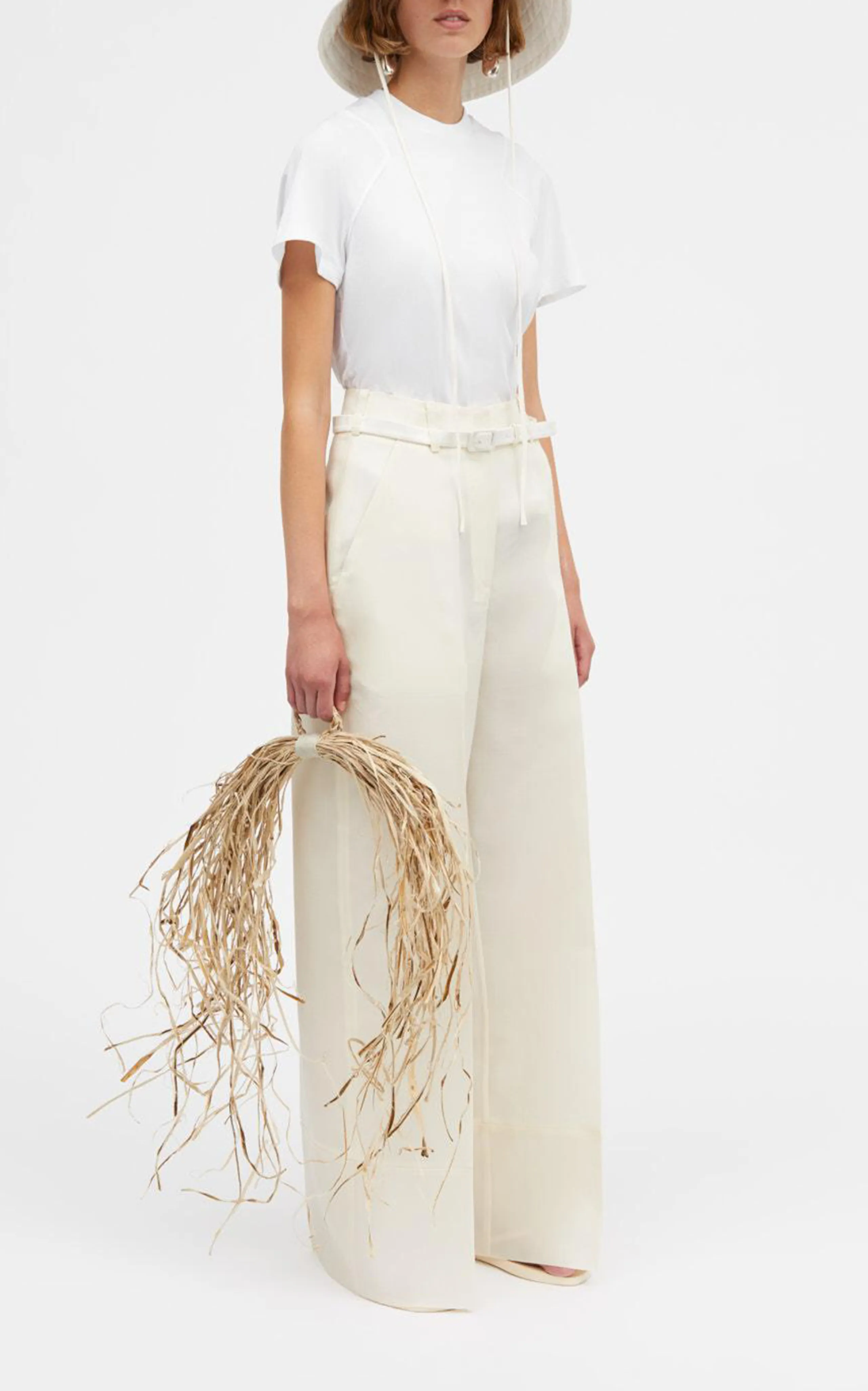 Mark Kenly Domino Tan Pashi Atelier Silk-Wool Wide-Leg Pants