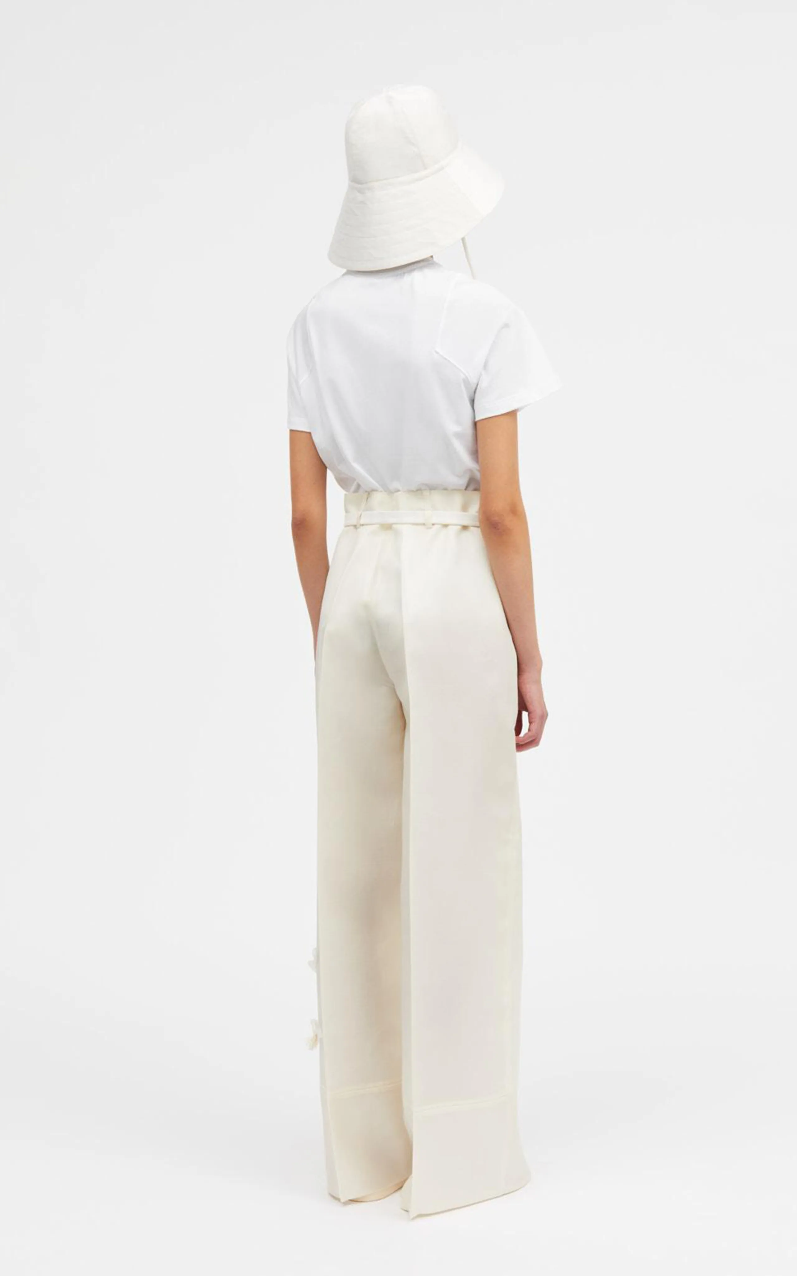 Mark Kenly Domino Tan Pashi Atelier Silk-Wool Wide-Leg Pants