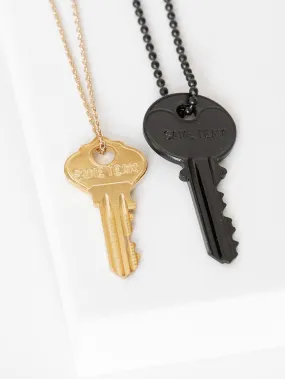 Matte Black + Gold Dainty Key Necklace Set