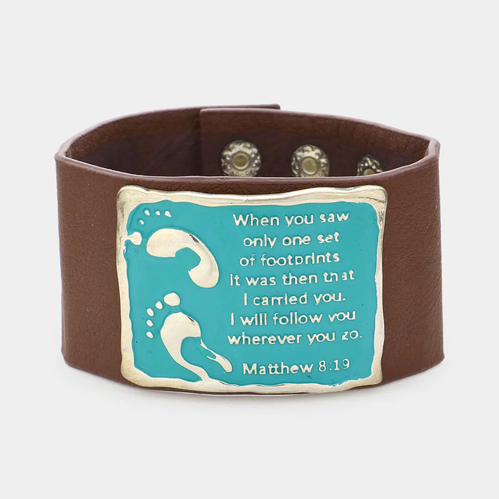 iLLASPARKZ Matthew 8:19 Message Faux Leather Bracelet