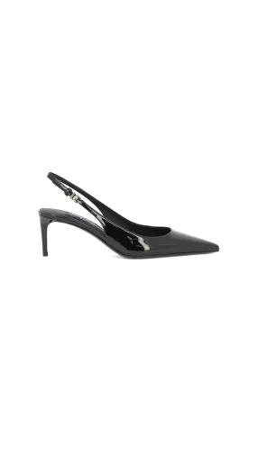 Black Patent Leather Slingbacks