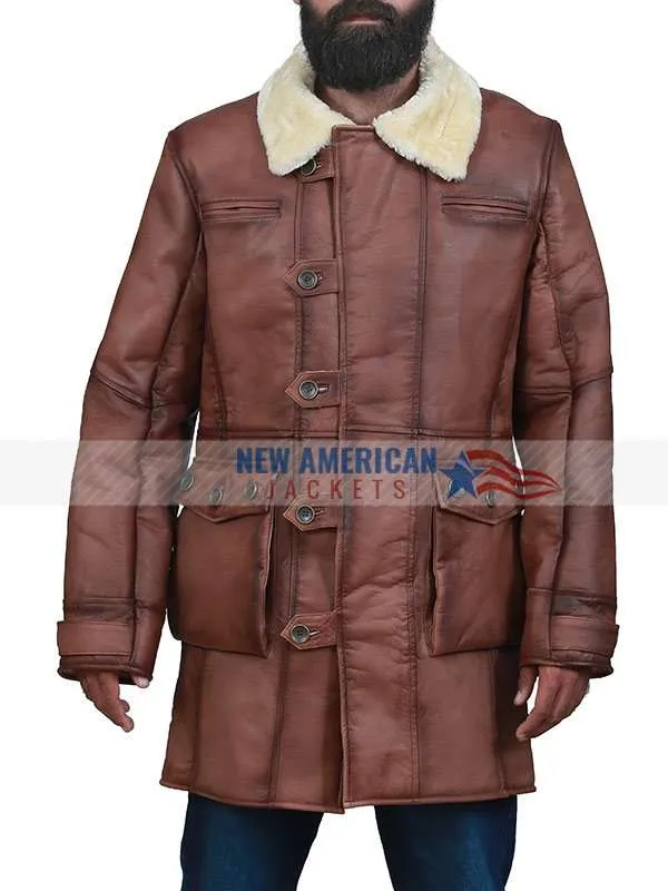 Men's Brown Shearling Leather Bane Coat