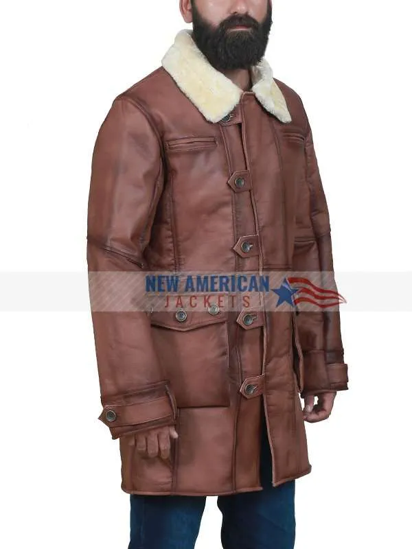 Men's Brown Shearling Leather Bane Coat