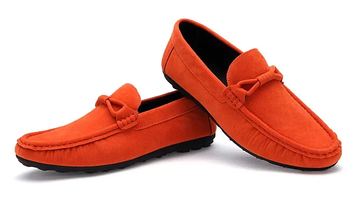 Men's Casual Loafers Flats in Orange Suede