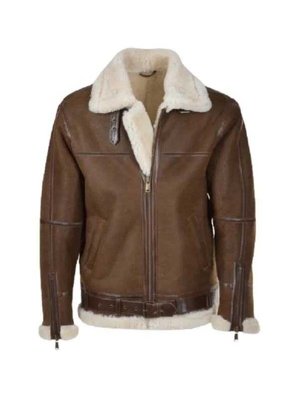 Shearling Leather Jacket in Umber Brown for Men