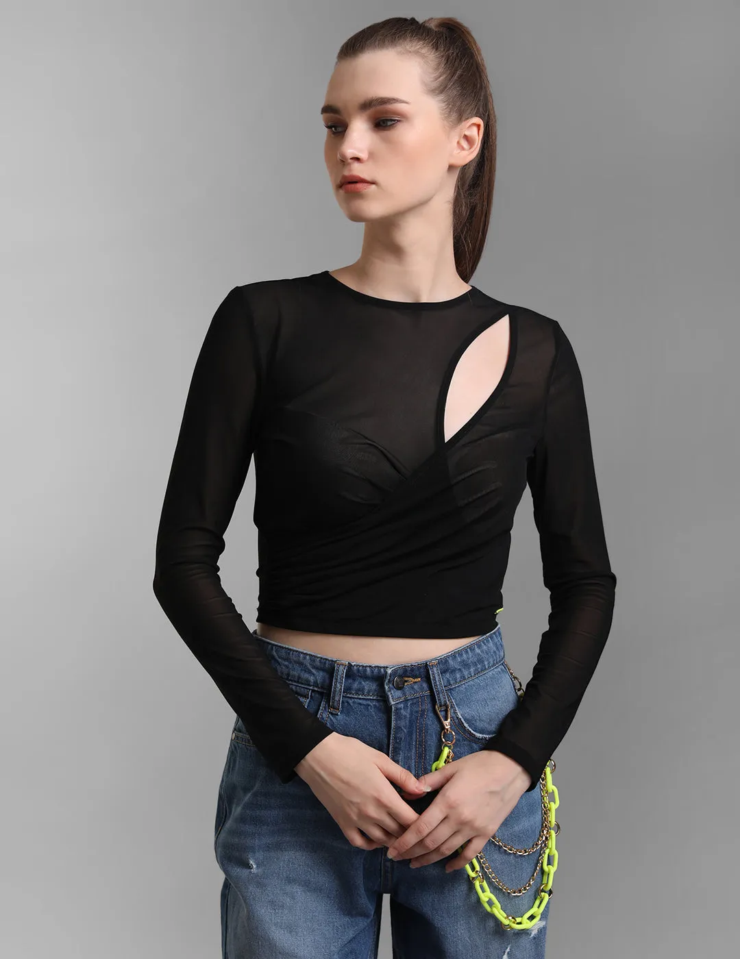 Mesh Cut-Out Blouse