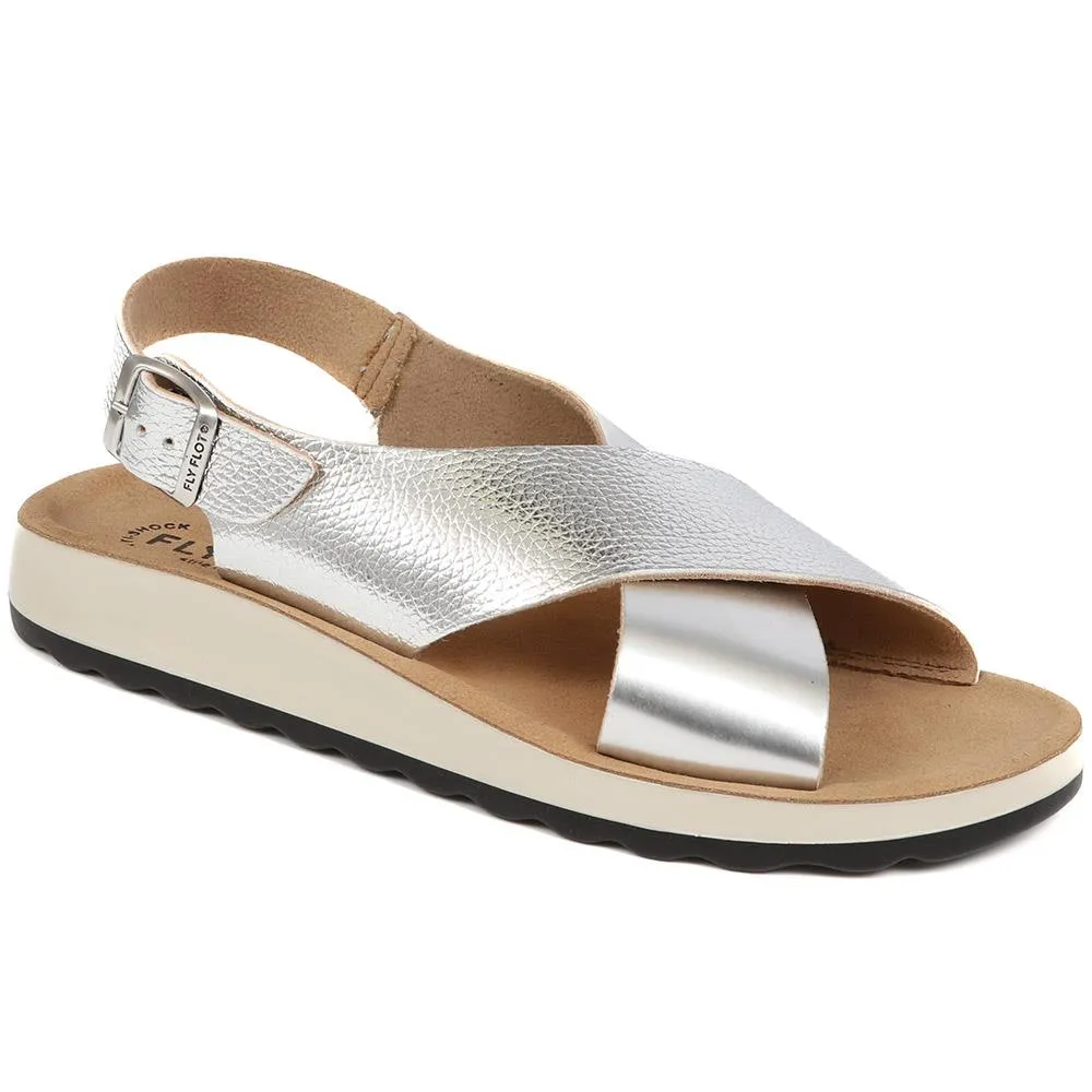 Metallic Cross Strap Sandals