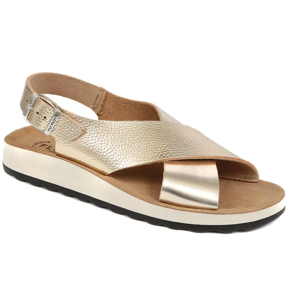 Metallic Cross Strap Sandals