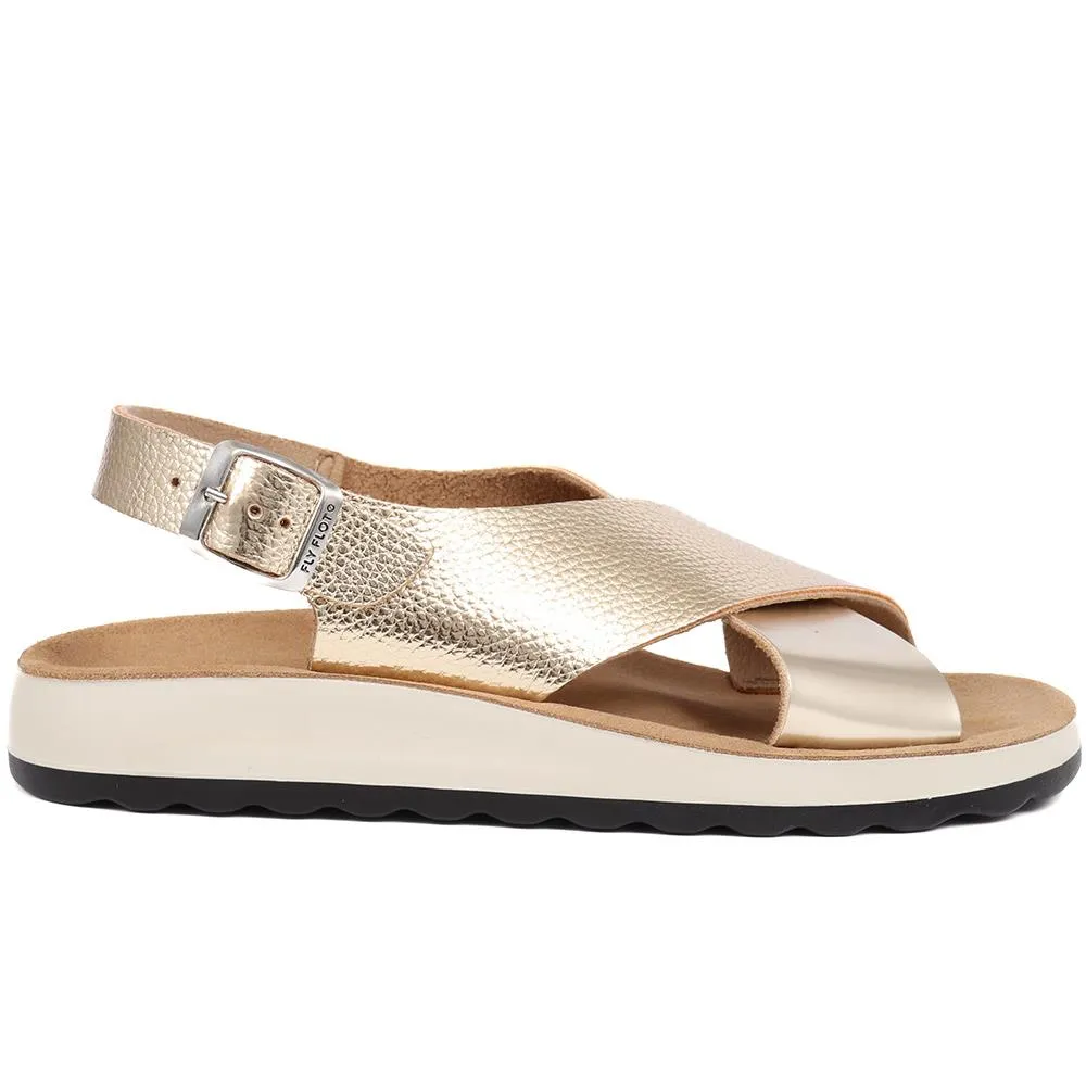 Metallic Cross Strap Sandals