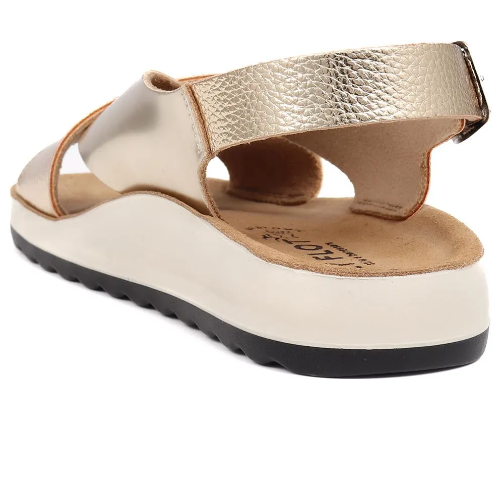 Metallic Cross Strap Sandals