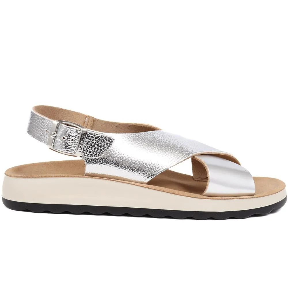 Metallic Cross Strap Sandals