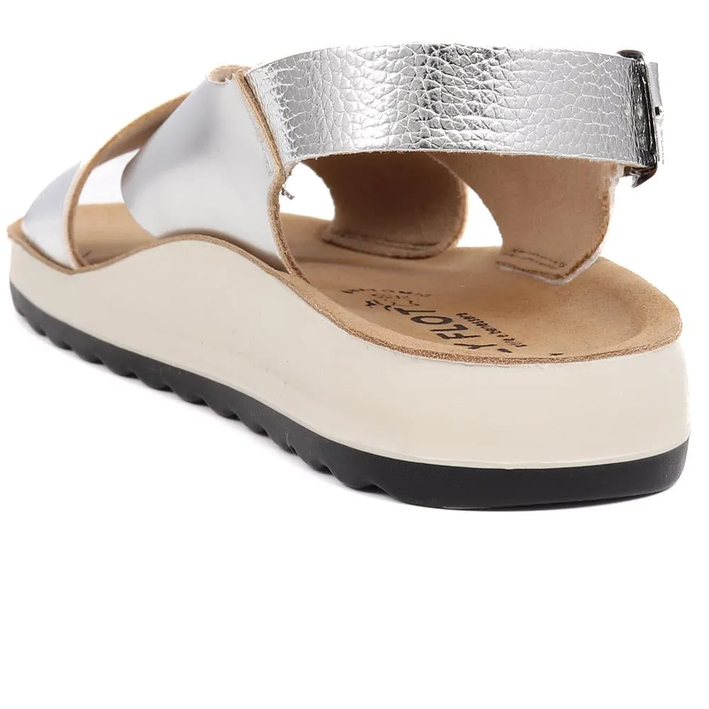 Metallic Cross Strap Sandals