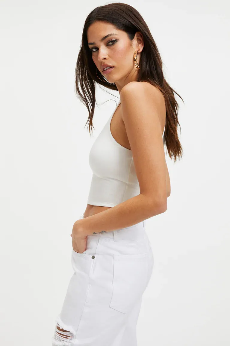 90s Style White Crop Top