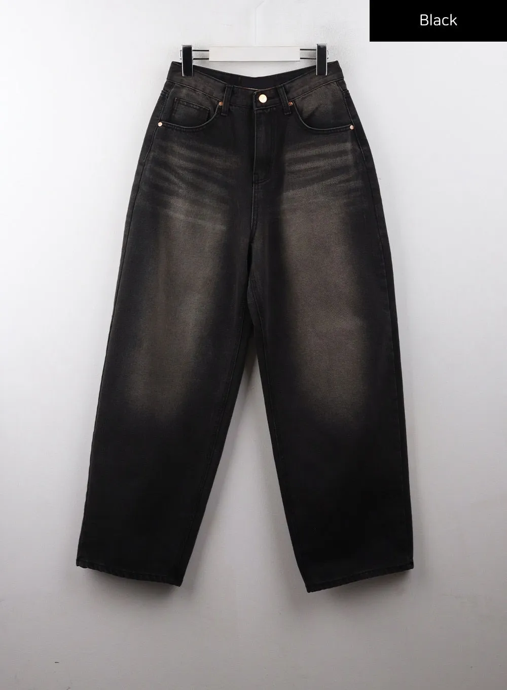 Washed Wide Leg Jeans with Mid Waist