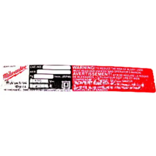 Milwaukee 12-20-0322 Service Nameplate Kit