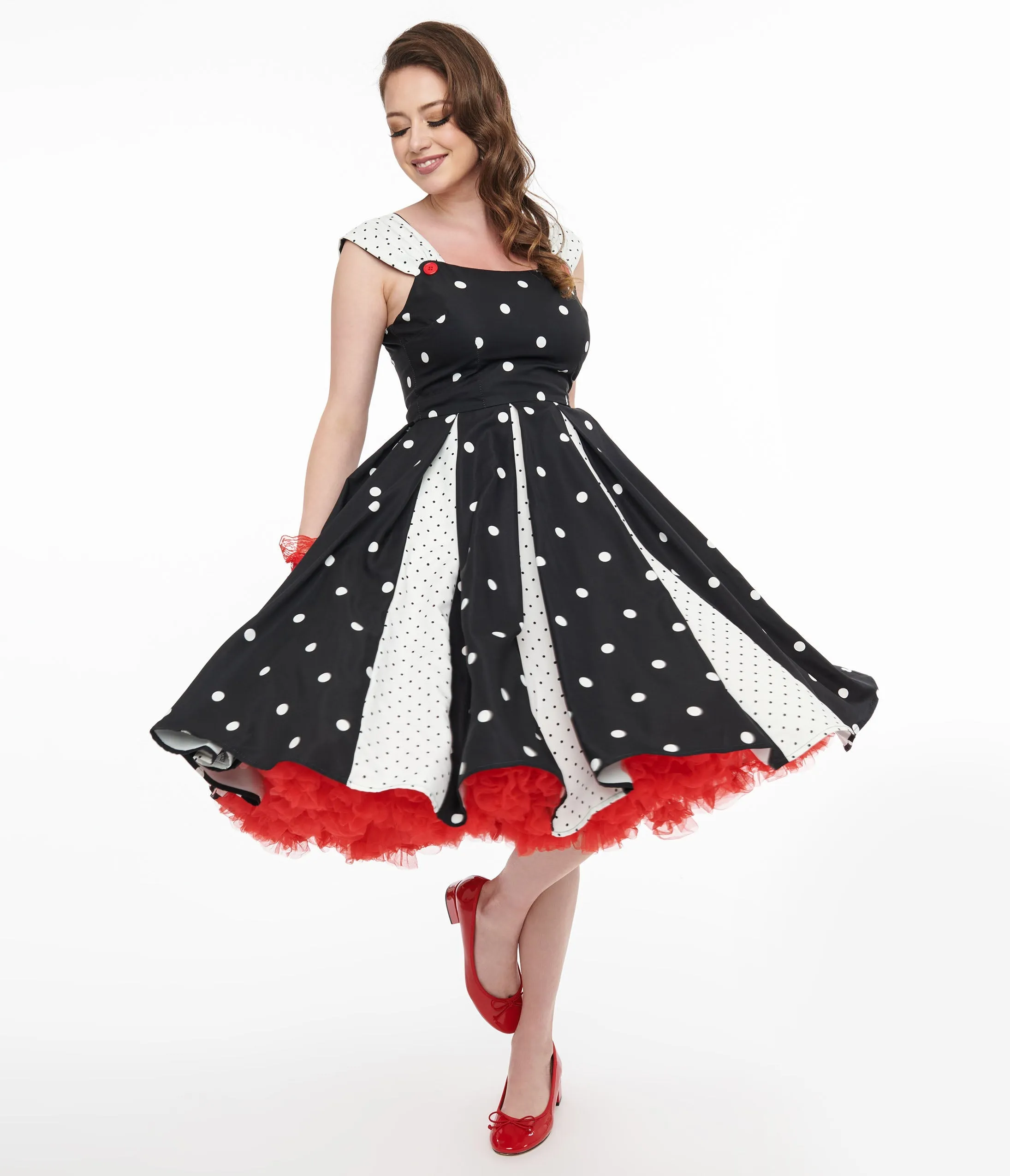 Chic Polka Dot Stripe Swing Dress