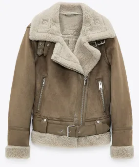 Shearling Suede Jacket named La Brea Natalie Zea