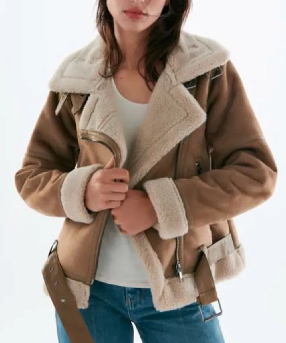 Shearling Suede Jacket named La Brea Natalie Zea