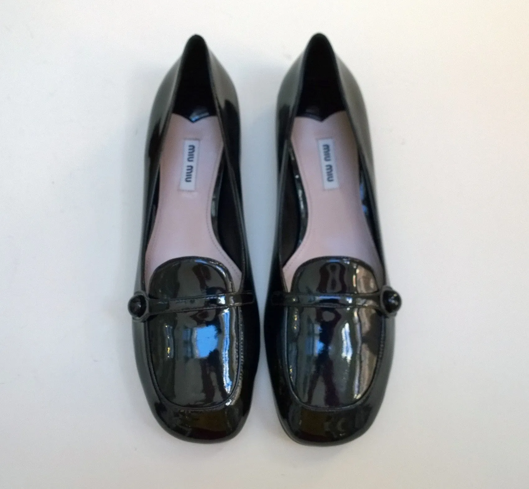 New Miu Miu Black Patent Loafers