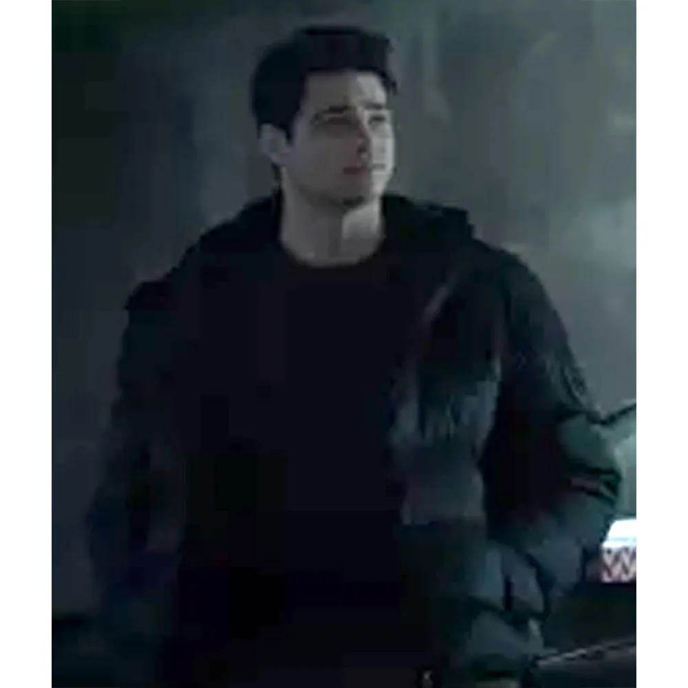 Noah Centineo Black Down Hooded Jacket