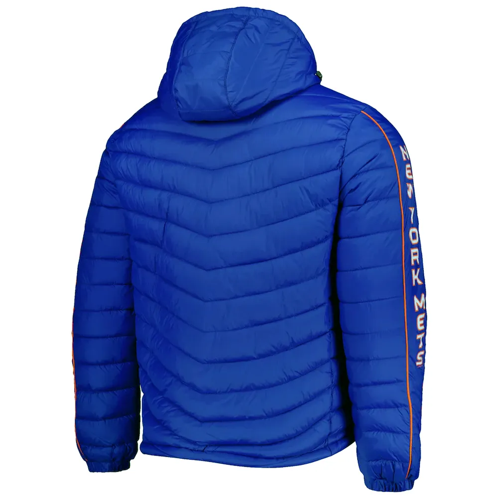 Royal Blue NY Mets Splitter Soft Down Touch Puffer Hooded Jacket