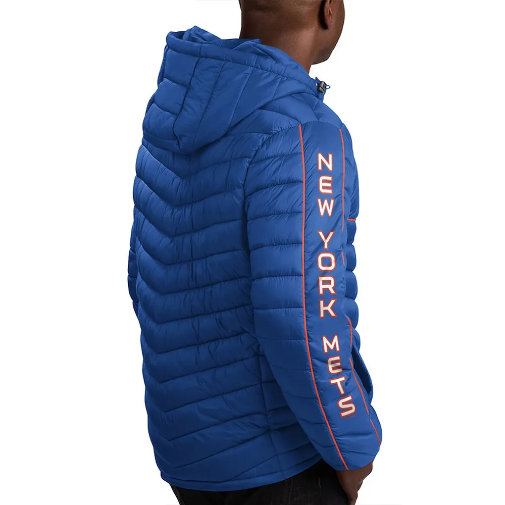 Royal Blue NY Mets Splitter Soft Down Touch Puffer Hooded Jacket