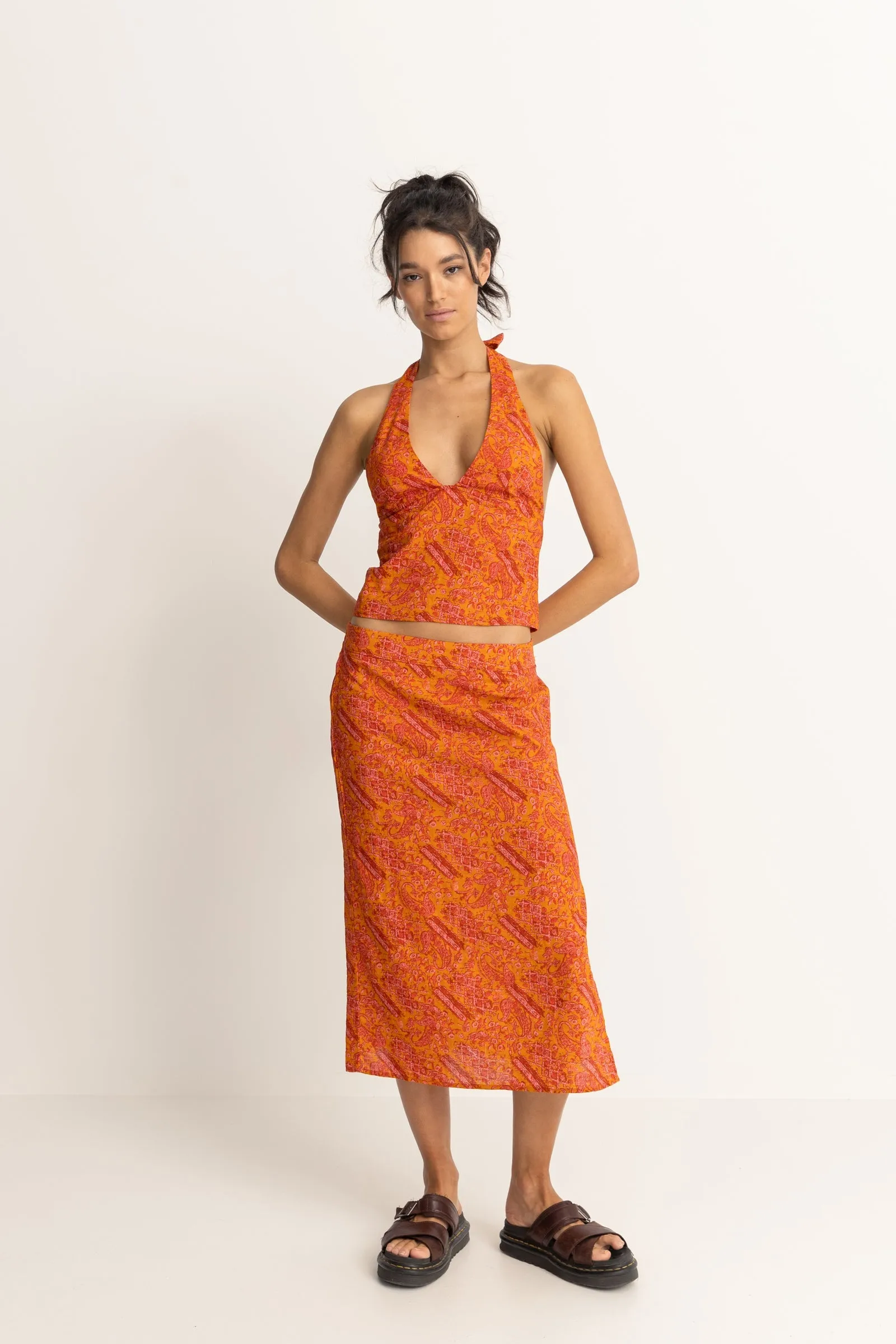 Paisley Halter Top in Orange