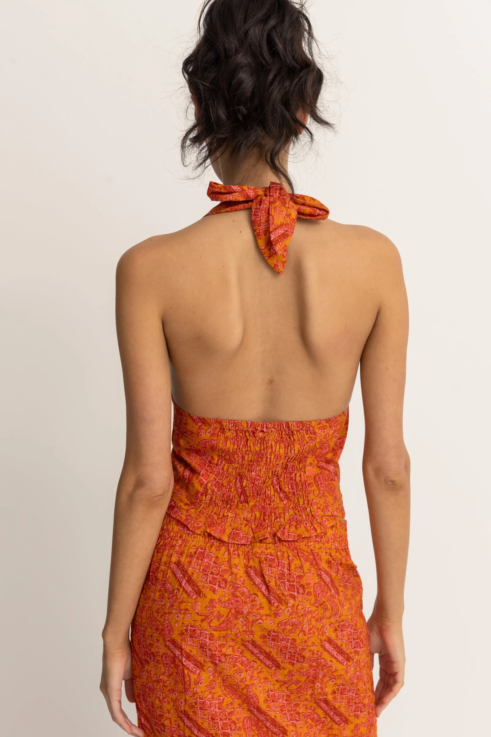 Paisley Halter Top in Orange