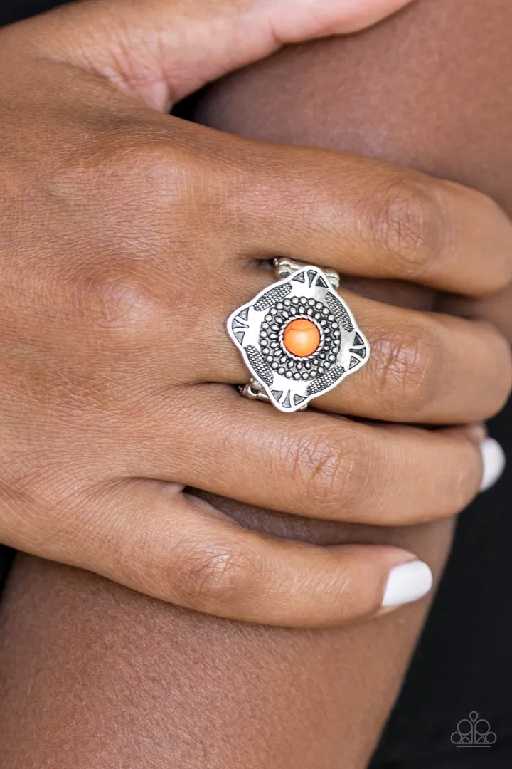 Orange Ring Four Corners Fashion by Paparazzi