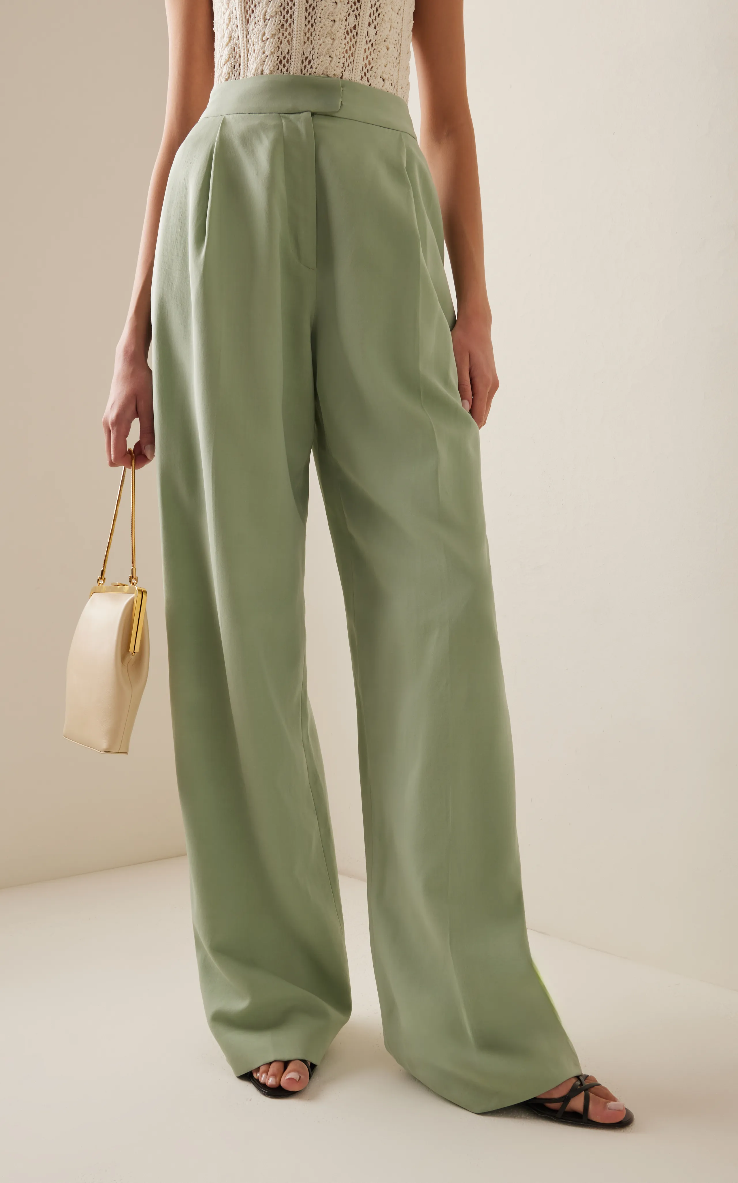 Oscar de la Renta High-Rise Silk Wide-Leg Pants