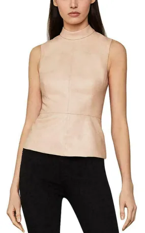 Faux Leather Peplum Top