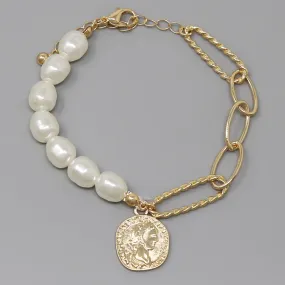 Charm Pearl Bracelet with Beads