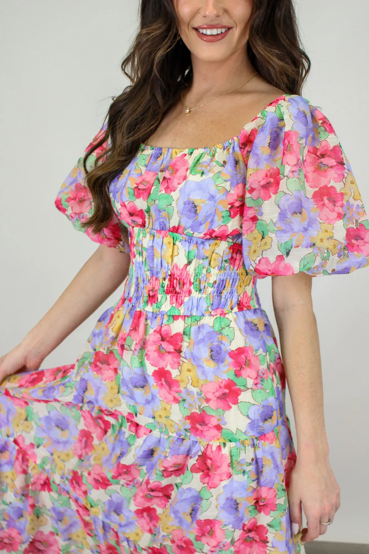 Midi Dress with Dreams of Peony