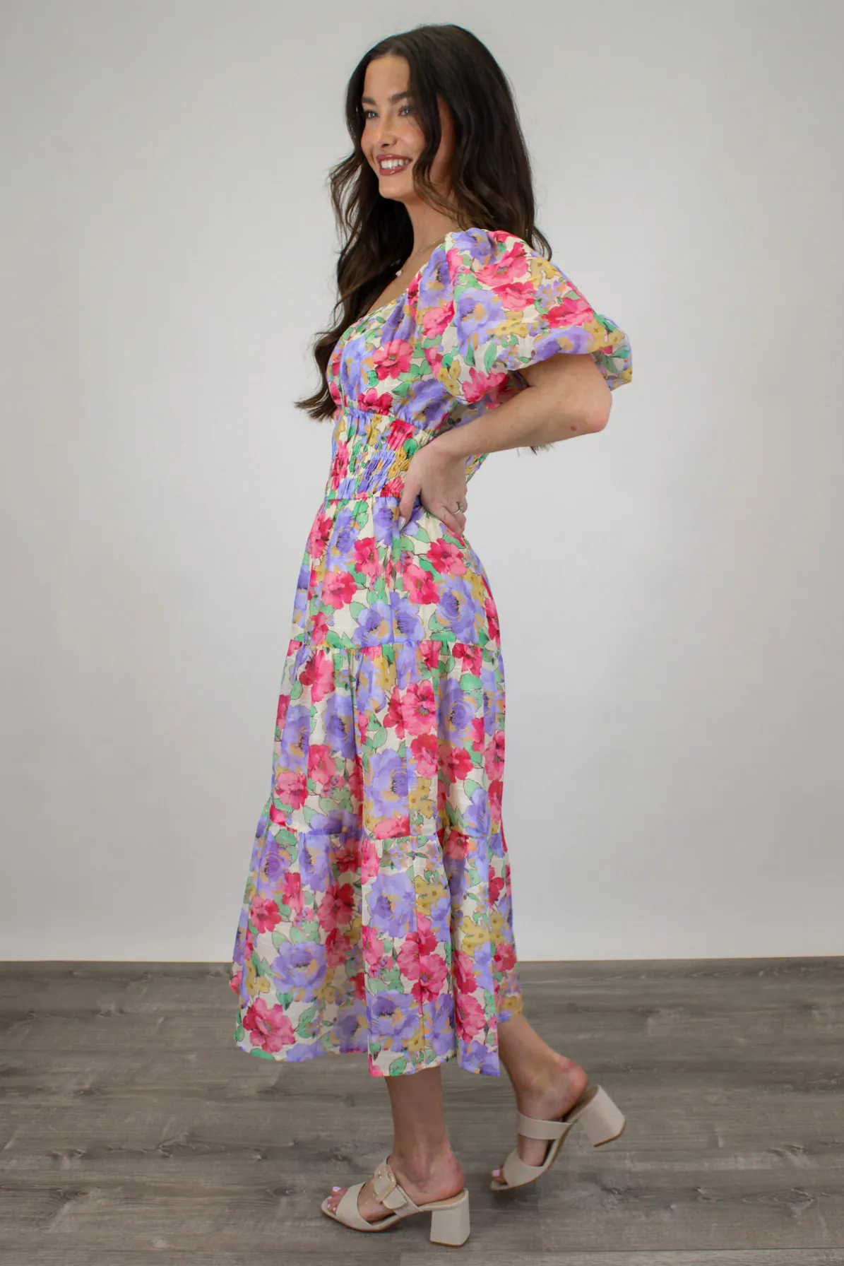 Midi Dress with Dreams of Peony