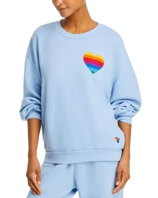 Rainbow Heart Stitched Crewneck Sweatshirt