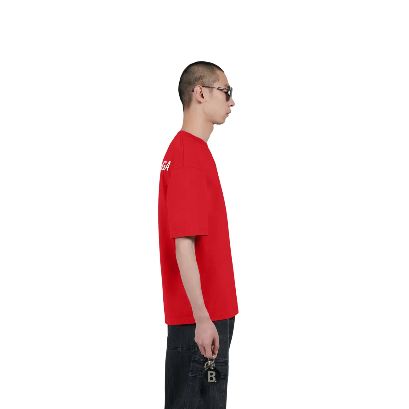 Red Balenciaga Logo Men's T-Shirt