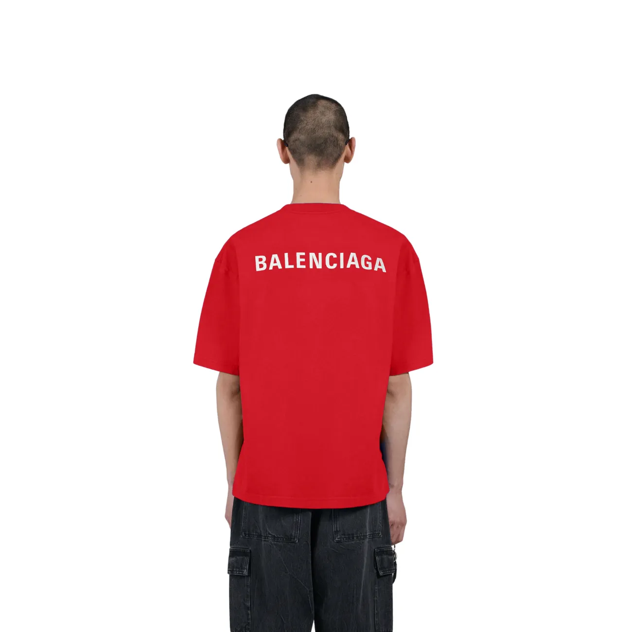 Red Balenciaga Logo Men's T-Shirt