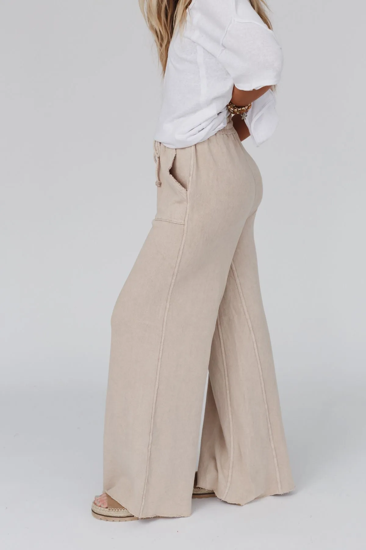 New Taupe Wide Leg Pants for Relaxing Robin