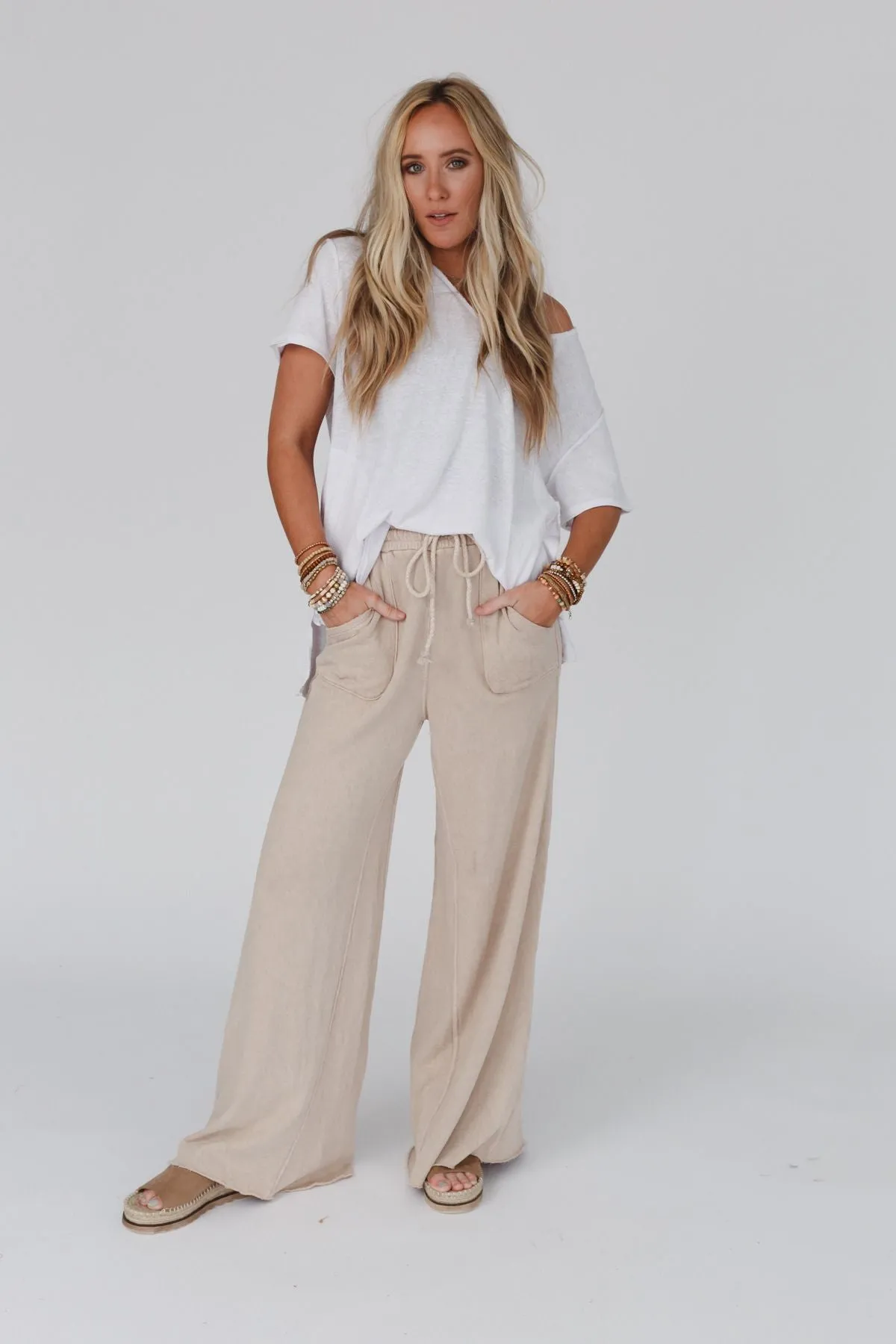 New Taupe Wide Leg Pants for Relaxing Robin