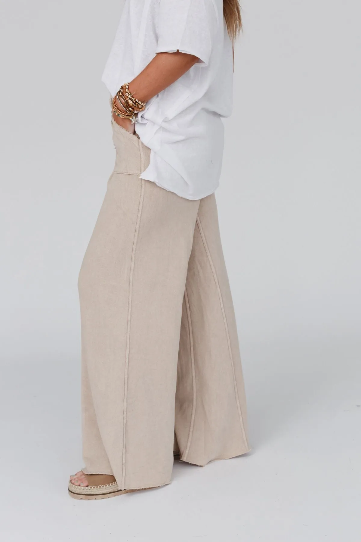 New Taupe Wide Leg Pants for Relaxing Robin