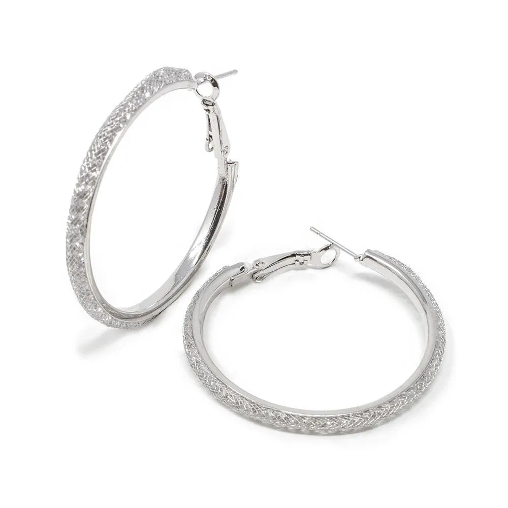 Rhinestone Mesh Hoop Earrings