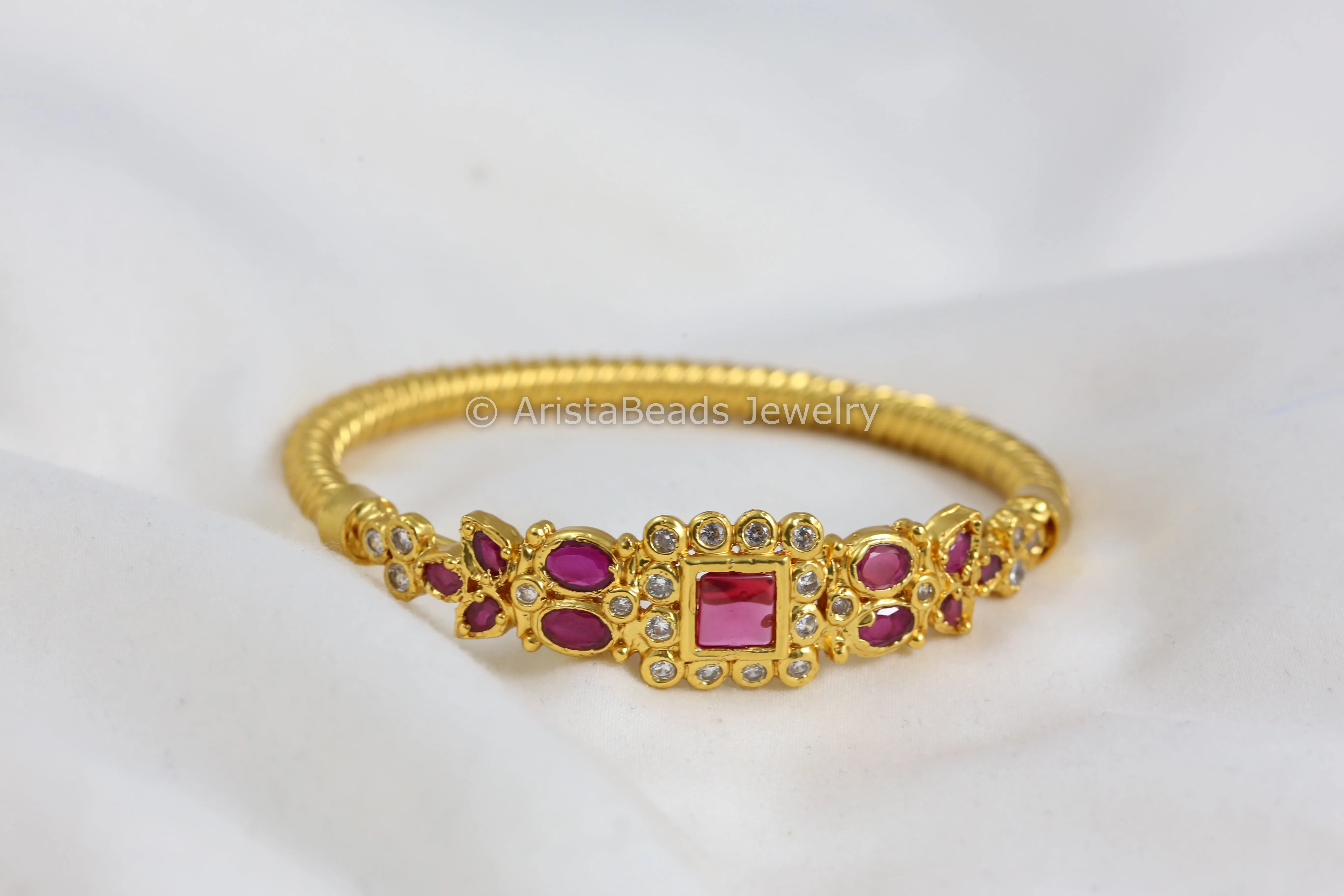 Delicate Ruby Kemp Bangle Bracelet