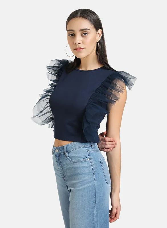 Chic Mesh Ruffle Top