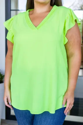 Neon Lights Ruffle Sleeve Top