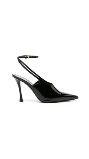 Black Patent Leather Slingbacks